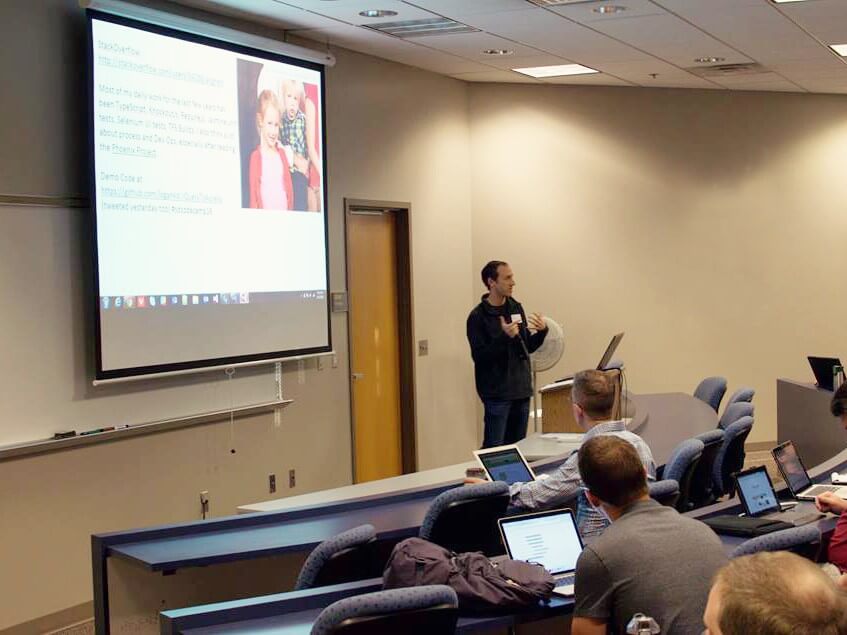 Kevin talking at Code Camp