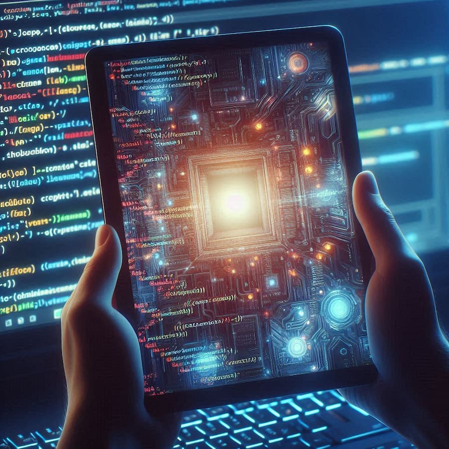 an image of a mirror reflecting a computer screen full of .net C# code - generated by Microsoft CoPilot